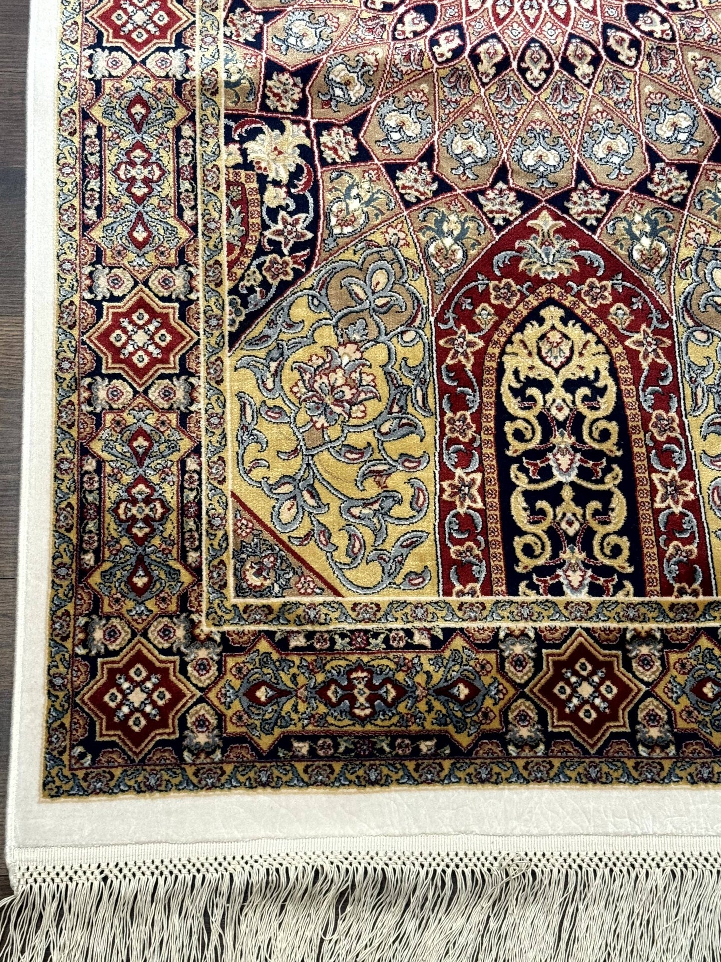 Turkish Silk Runner Rug 2.6 x 10, Dome Design, Hereke Runner, Bamboo Silk, New - Nuvé
