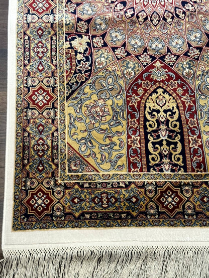 Turkish Silk Runner Rug 2.6 x 10, Dome Design, Hereke Runner, Bamboo Silk, New - Nuvé