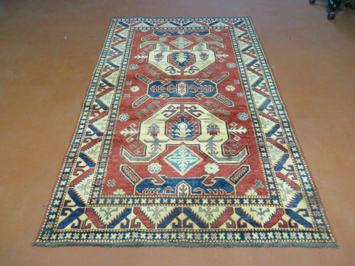 4' X 6' Vintage Handmade Turkish Kazak Pattern Wool Rug Carpet Nice - Nuvé