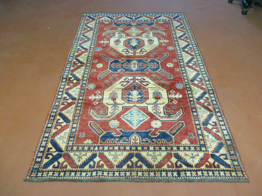 4' X 6' Vintage Handmade Turkish Kazak Pattern Wool Rug Carpet Nice - Nuvé