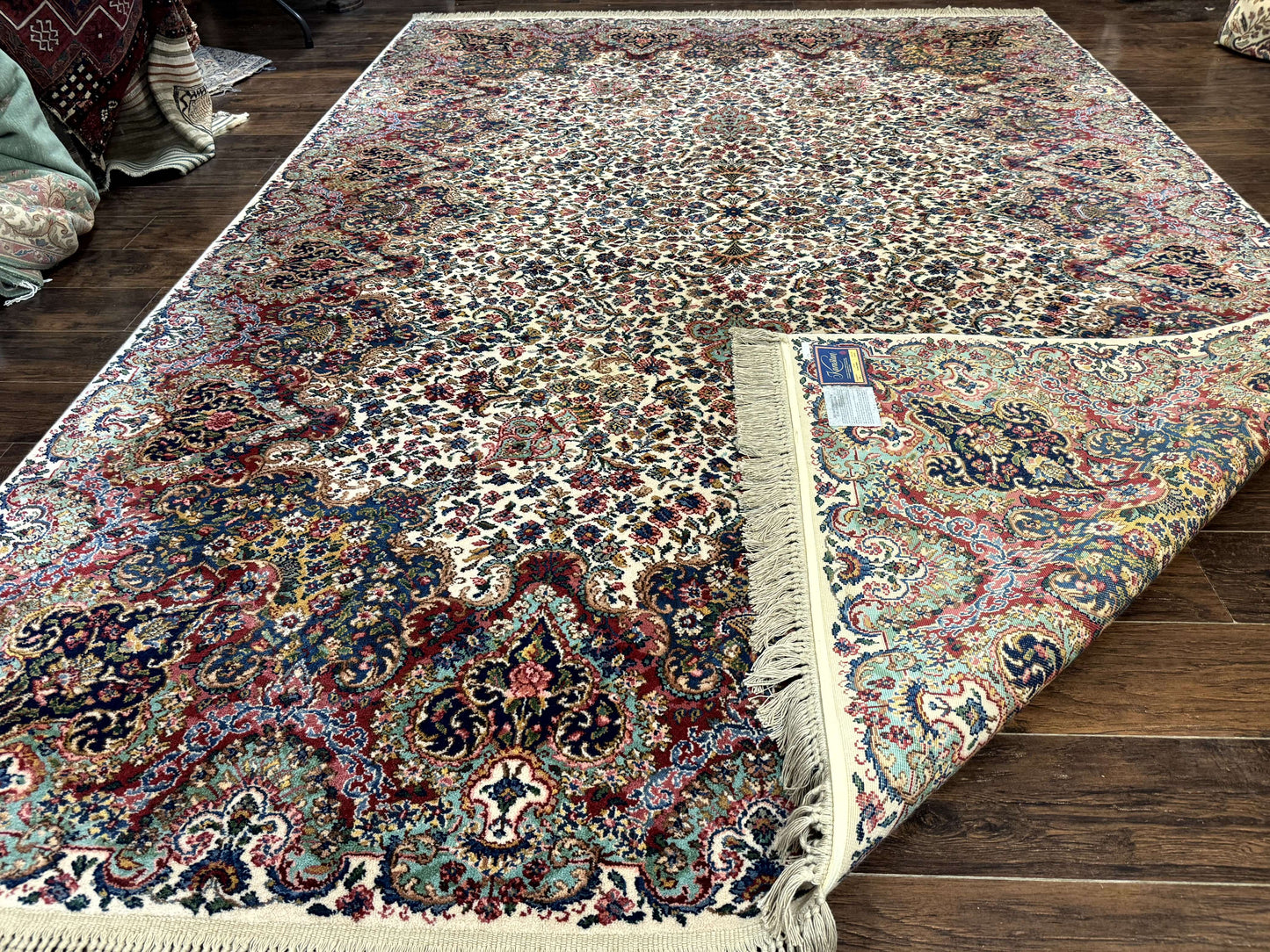 Karastan Rug #742 Floral Kirman 8.8 x 12, Wool Pile, Vintage Original Series, Rare - Nuvé
