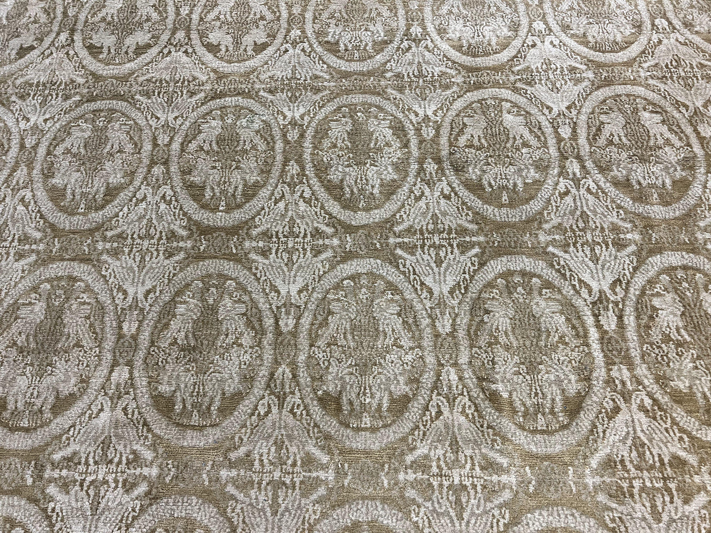 Tibetan Rug 12x15, Wool Hand Knotted Carpet, Odegard Rug, Birds, Olive Green, 12 x 15 Oversized Handmade Contemporary Area Rug, Extra Large - Nuvé