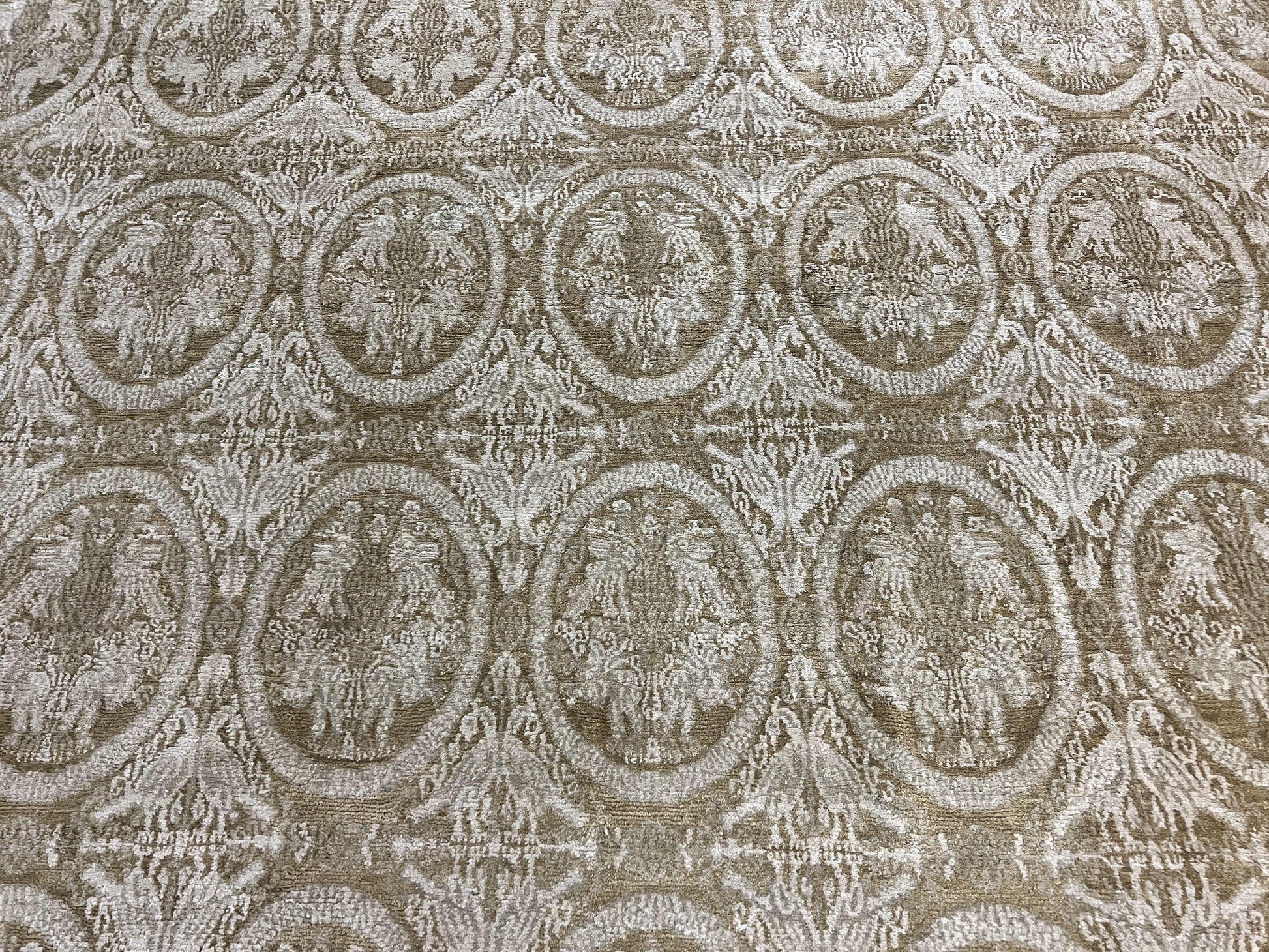 Tibetan Rug 12x15, Wool Hand Knotted Carpet, Odegard Rug, Birds, Olive Green, 12 x 15 Oversized Handmade Contemporary Area Rug, Extra Large - Nuvé