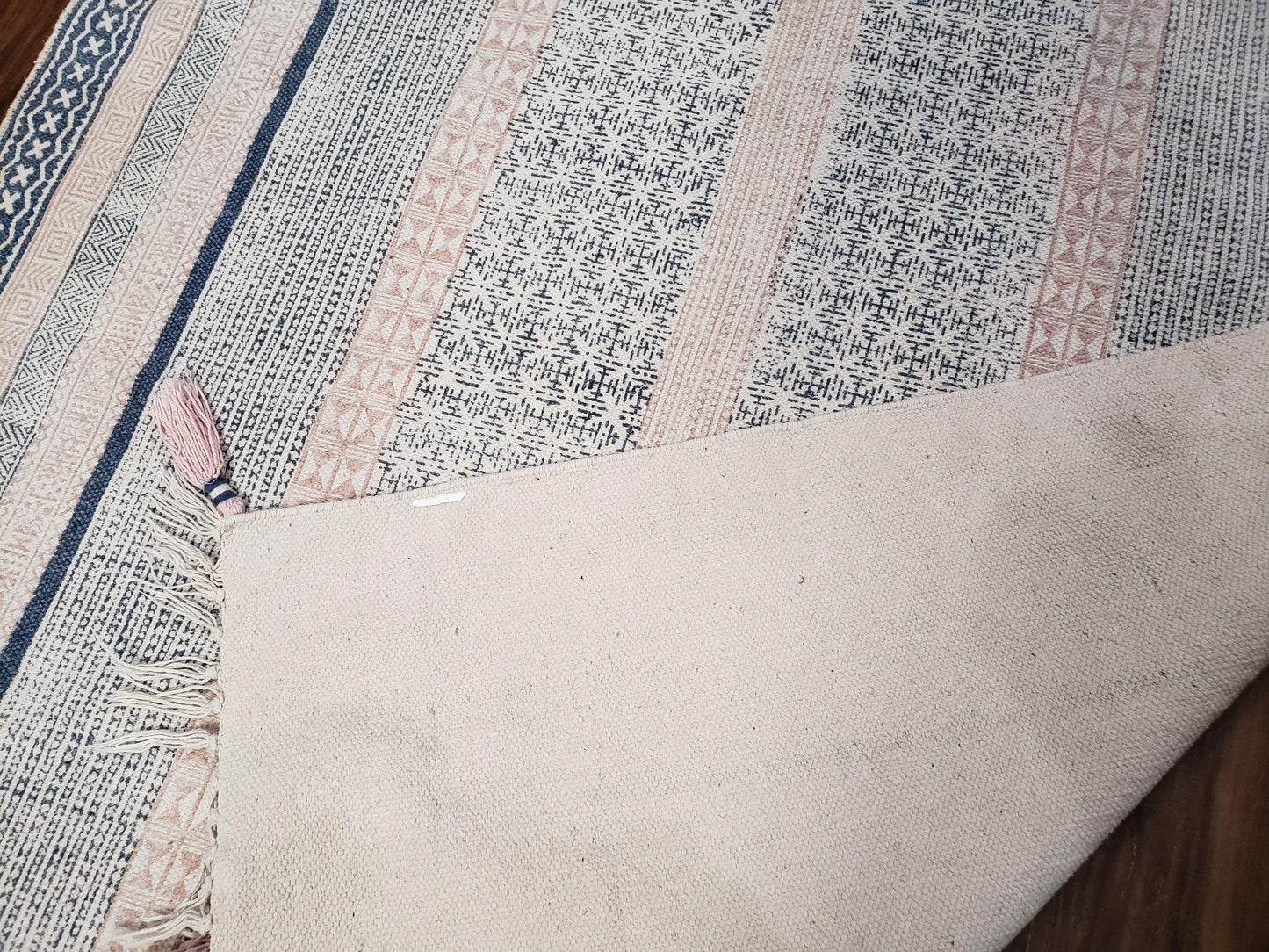 Vintage Moroccan Kilim Area Rug 4x6, Ivory & Blues, Moroccan Wall Hanging, Wool, Handmade, 3'9" x 6' 1", Boho Rug, Flatweave Moroccan Carpet - Nuvé