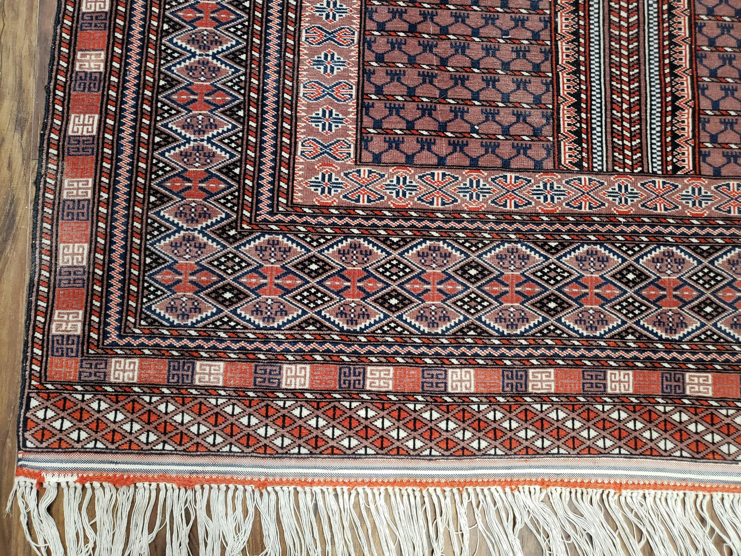 Vintage Turkoman Bokhara Rug 4x6, Four Seasons Pakistan Bukhara Turkmen Engsi Yamud Carpet, Fine Tribal Rug, Wool, Hand-Knotted, Brown, Nice - Nuvé
