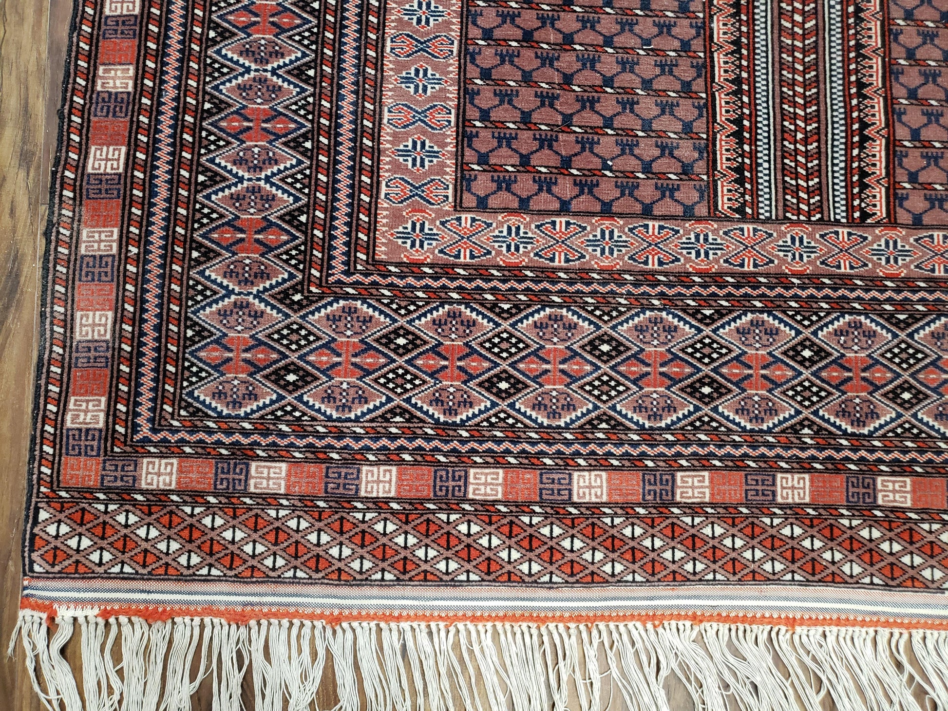 Vintage Turkoman Bokhara Rug 4x6, Four Seasons Pakistan Bukhara Turkmen Engsi Yamud Carpet, Fine Tribal Rug, Wool, Hand-Knotted, Brown, Nice - Nuvé