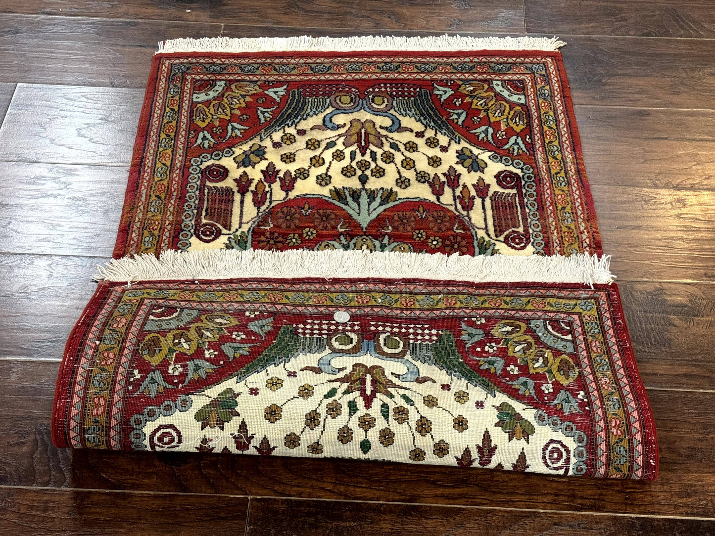 Persian Bijar Rug 2.6 x 4, Antique Carpet, Brick Red and Ivory - Nuvé