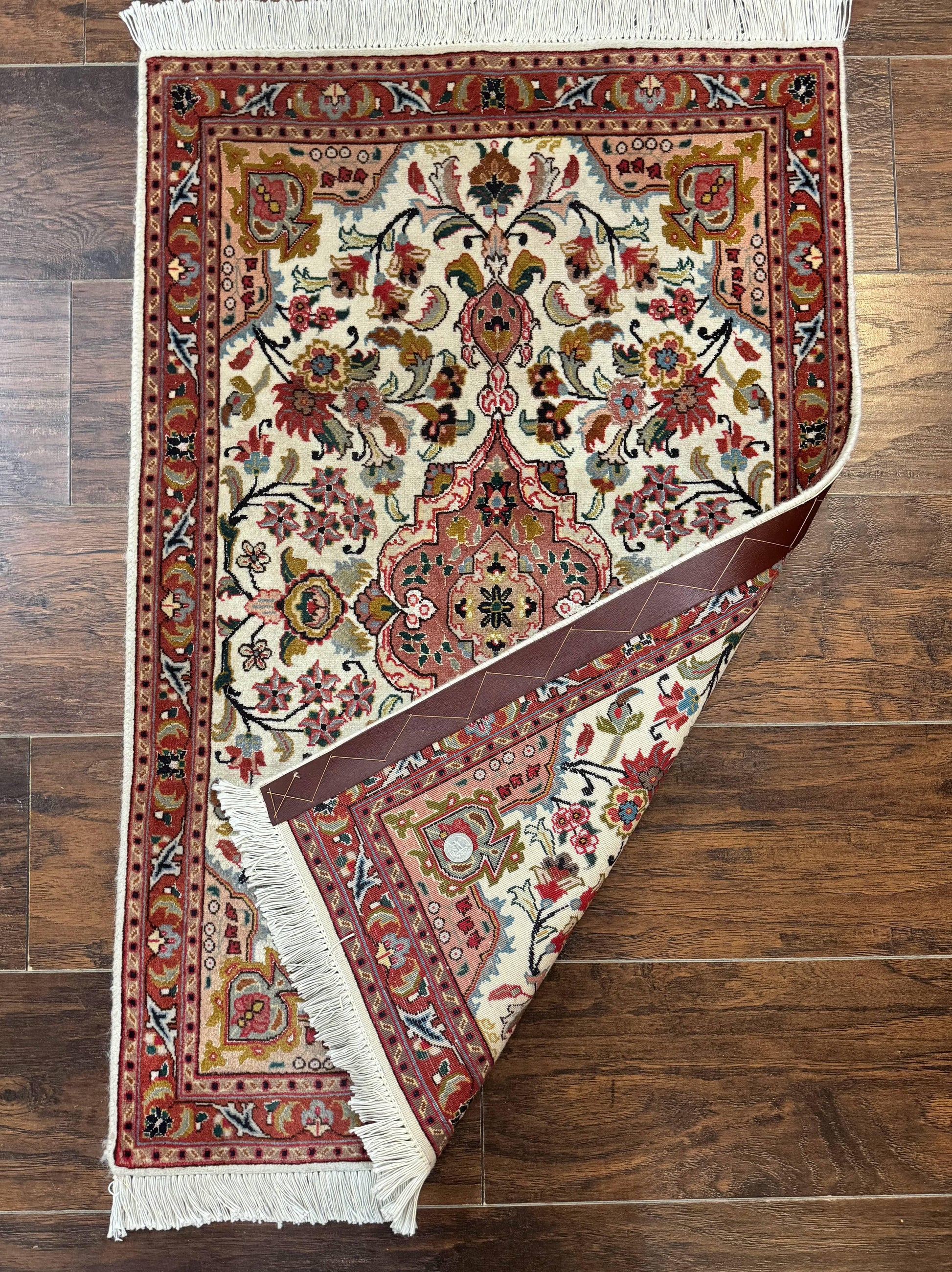 Small Persian Tabriz Rug 2x3, Floral Medallion, Wool and Silk, 340 KPSI - Nuvé