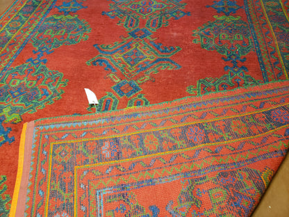 7x11 Turkish Oushak Rug, Vintage Red & Blue Oriental Carpet, Hand Knotted Wool Area Rug 7 x 11, Turkish Sparta Rug, Antique Turkish Rug Nice - Nuvé