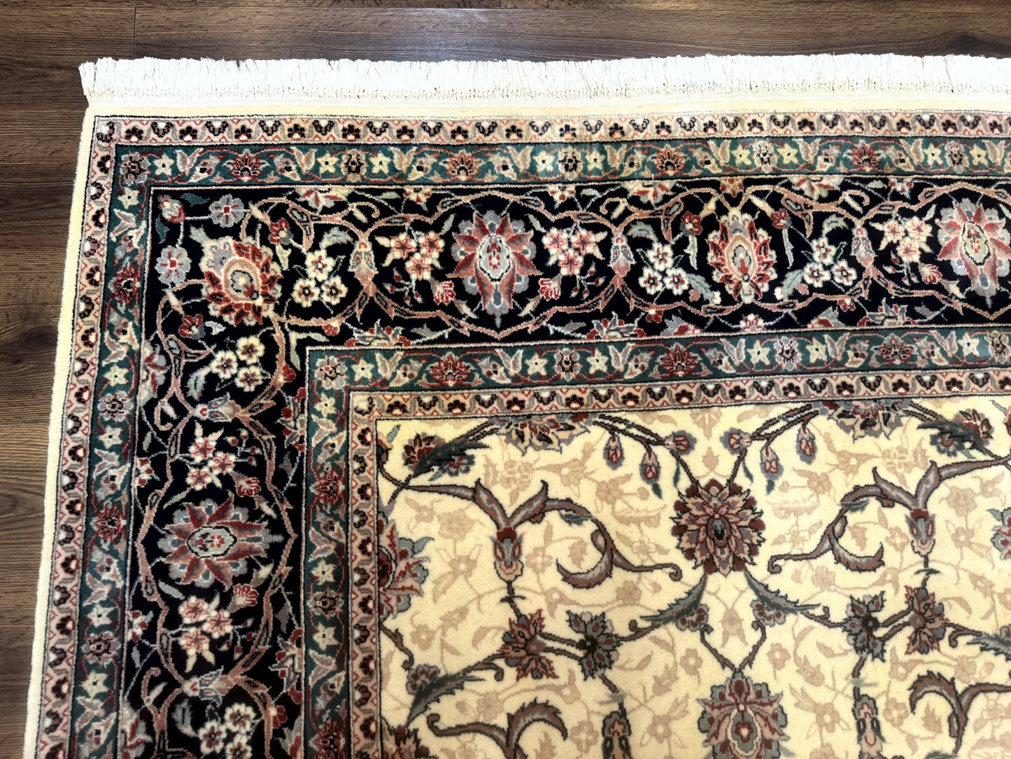 Sino Persian Rug 8x10, Allover Pattern, Beige and Midnight Blue, Wool Oriental Carpet - Nuvé