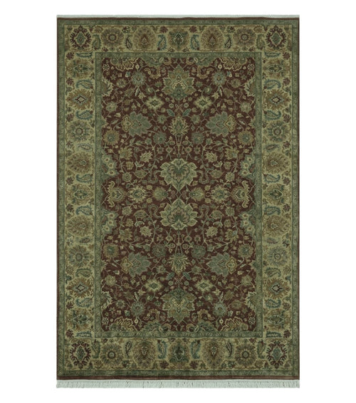 6' X 9' Handmade India Floral Oriental Wool Rug Carpet Tea Wash Red Hand Knotted