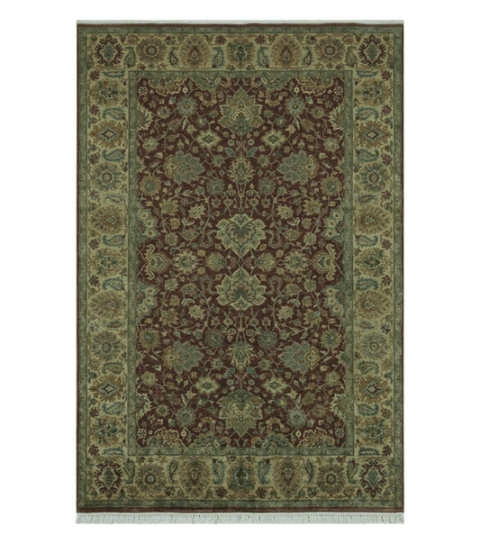 6' X 9' Handmade India Floral Oriental Wool Rug Carpet Tea Wash Red Hand Knotted