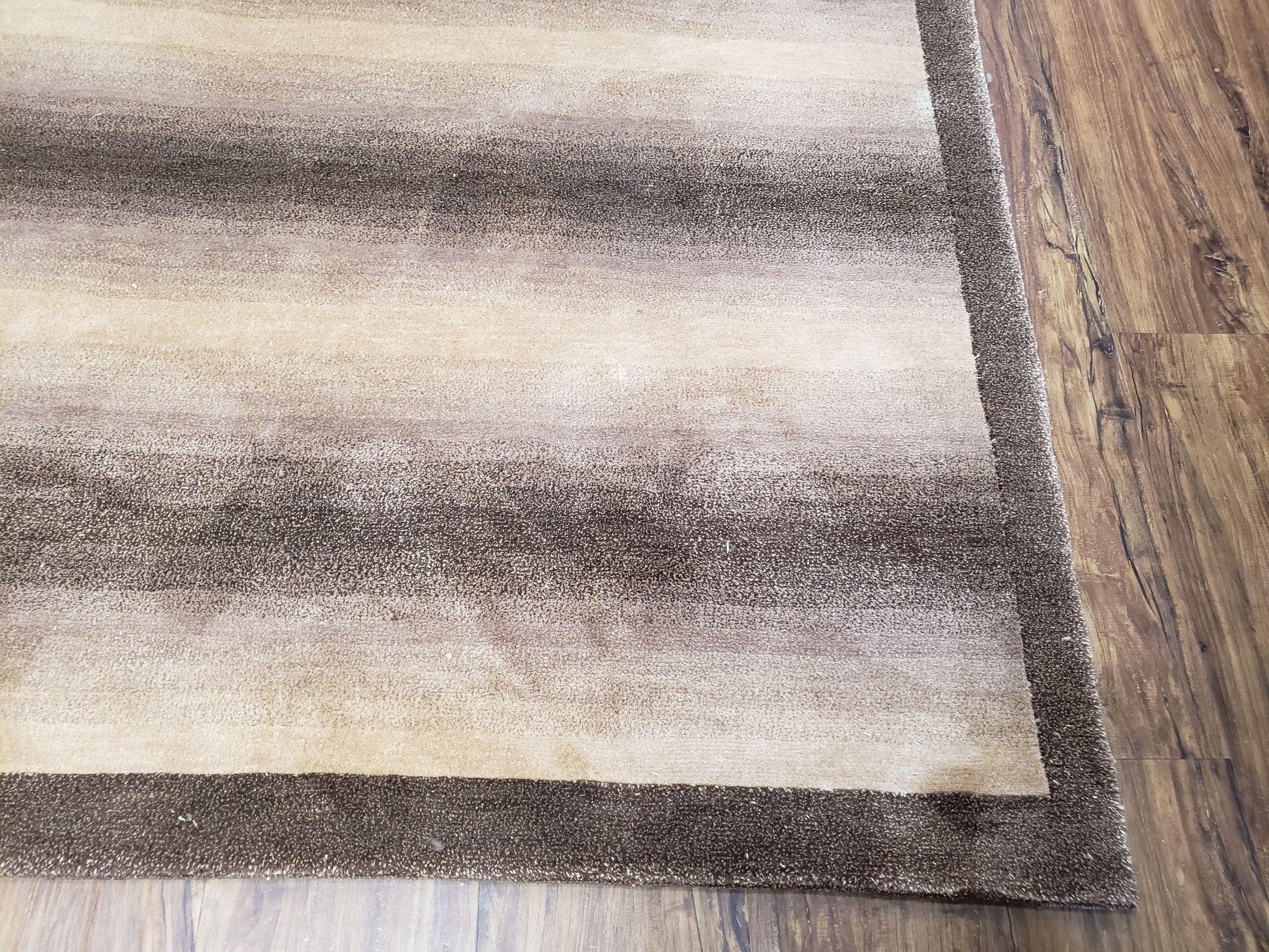 Vintage Safavieh Tibetan Indian Rug 6x9, Nepal Rug, Handmade, Striped Rug, Brown & Beige, 6x9 Oriental Carpet, Wool, Soft - Nuvé