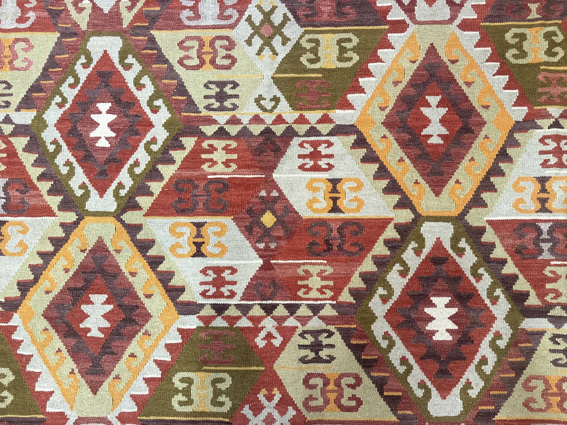 Turkish Kilim Rug 8x10, Geometric Design, Large Kilim Carpet - Nuvé