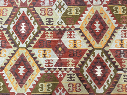 Turkish Kilim Rug 8x10, Geometric Design, Large Kilim Carpet - Nuvé