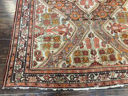 Wonderful Antique Persian Malayer Rug 4x6, Wool Hand Knotted Authentic Oriental Carpet, Very Fine
