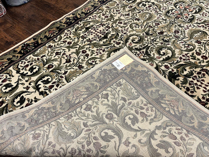 Oriental Rug 8x11, Floral Pattern, Ivory and Black - Nuvé