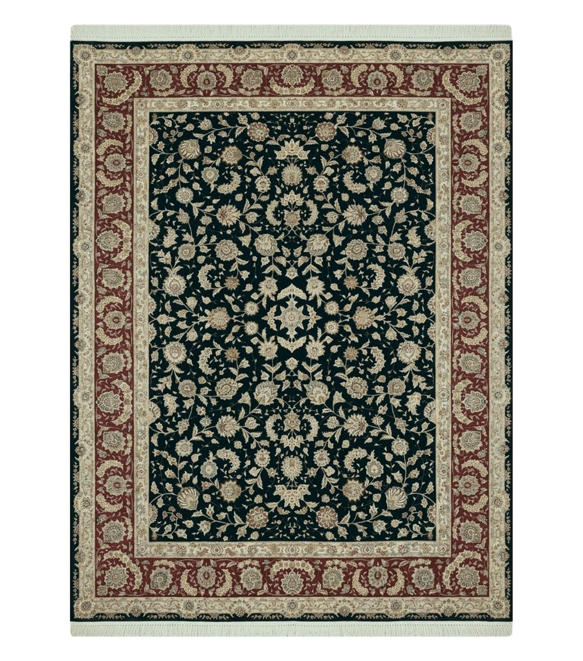 9' X 12' Vintage Handmade Fine Chinese Oriental Floral Wool Rug Silk Black