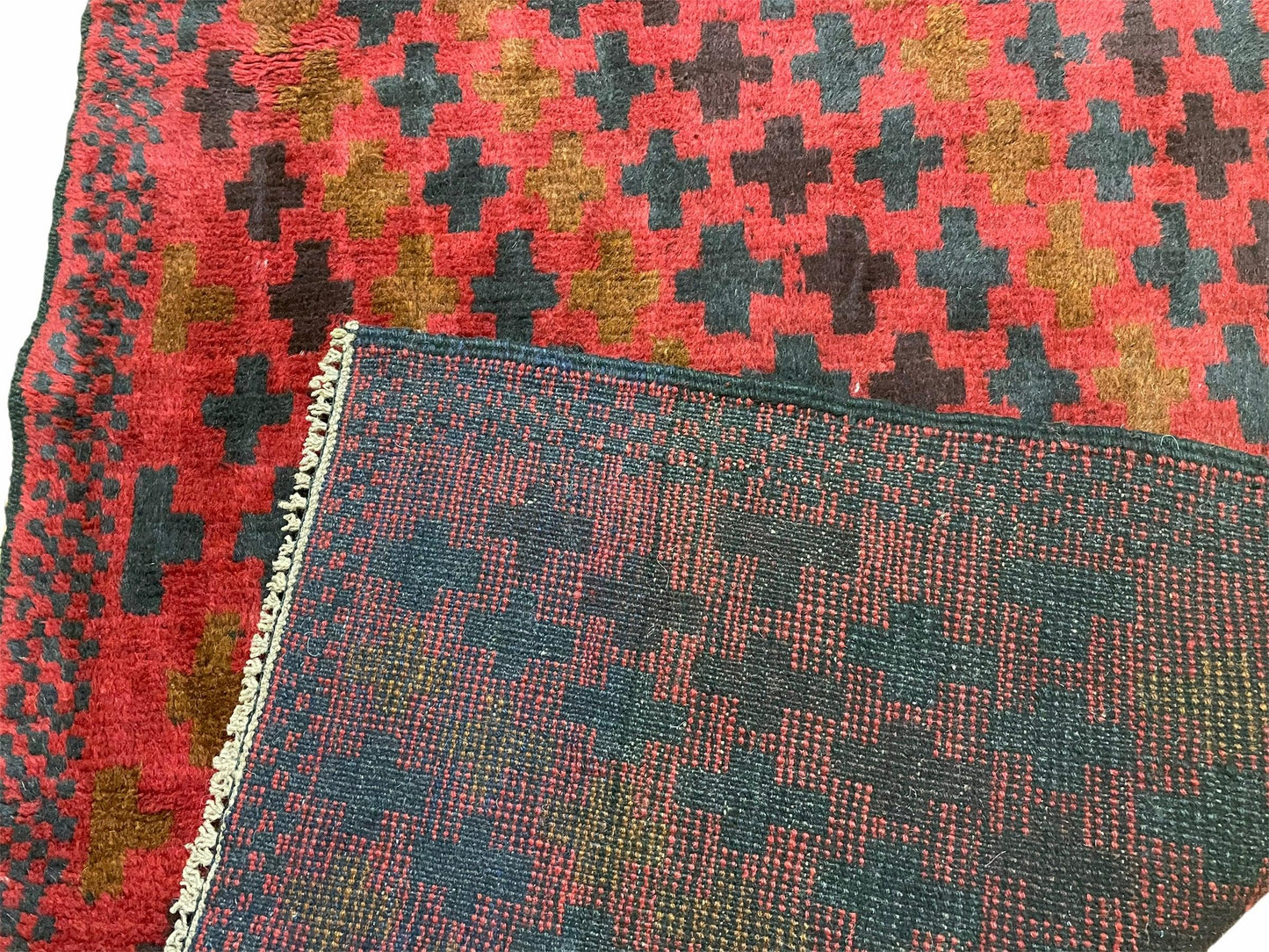 2' 10" X 4'8" Vintage Handmade Tribal Wool Rug Balouchi Rug Afghan Rug Red Beige - Nuvé