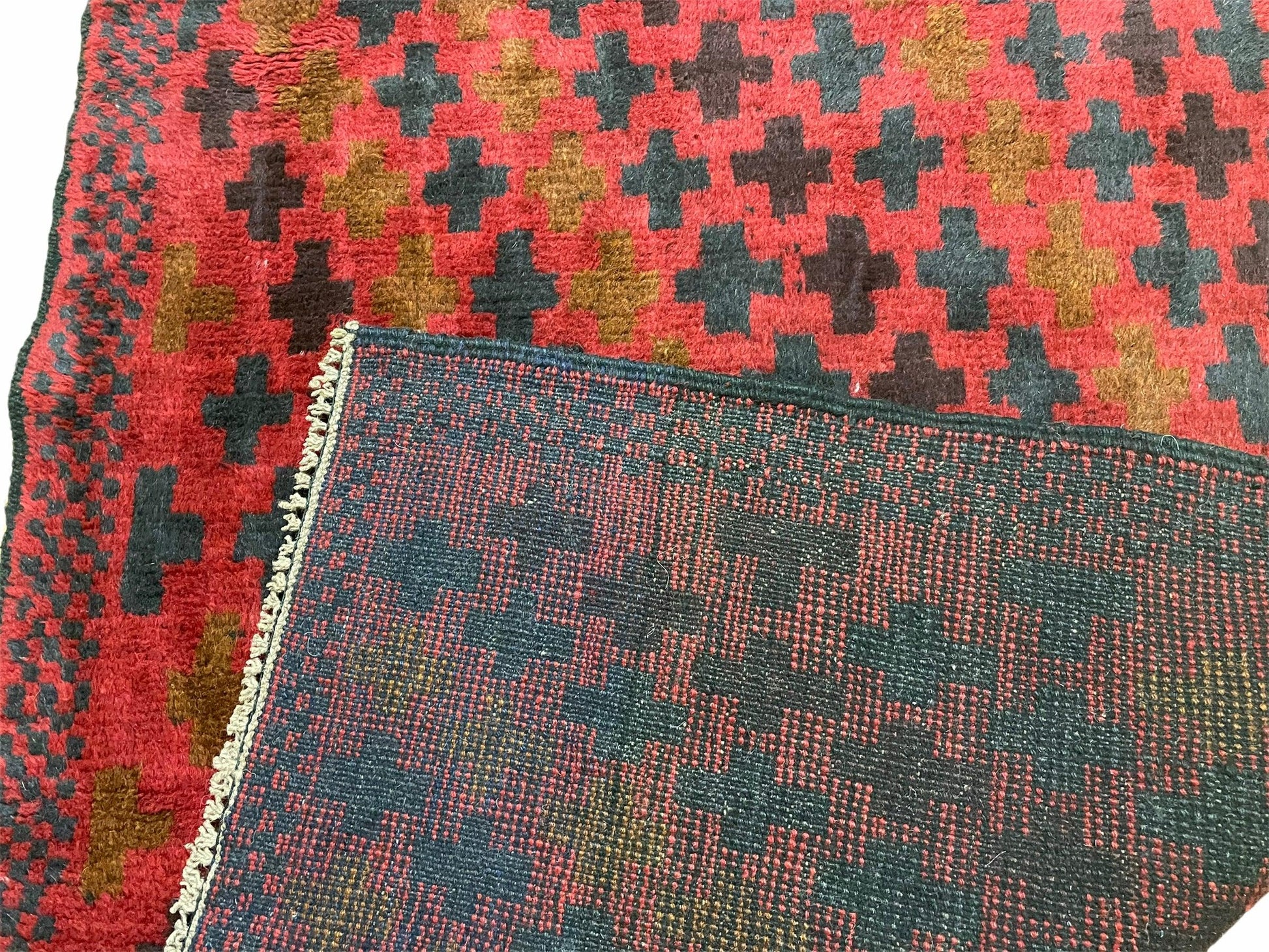 2' 10" X 4'8" Vintage Handmade Tribal Wool Rug Balouchi Rug Afghan Rug Red Beige - Nuvé
