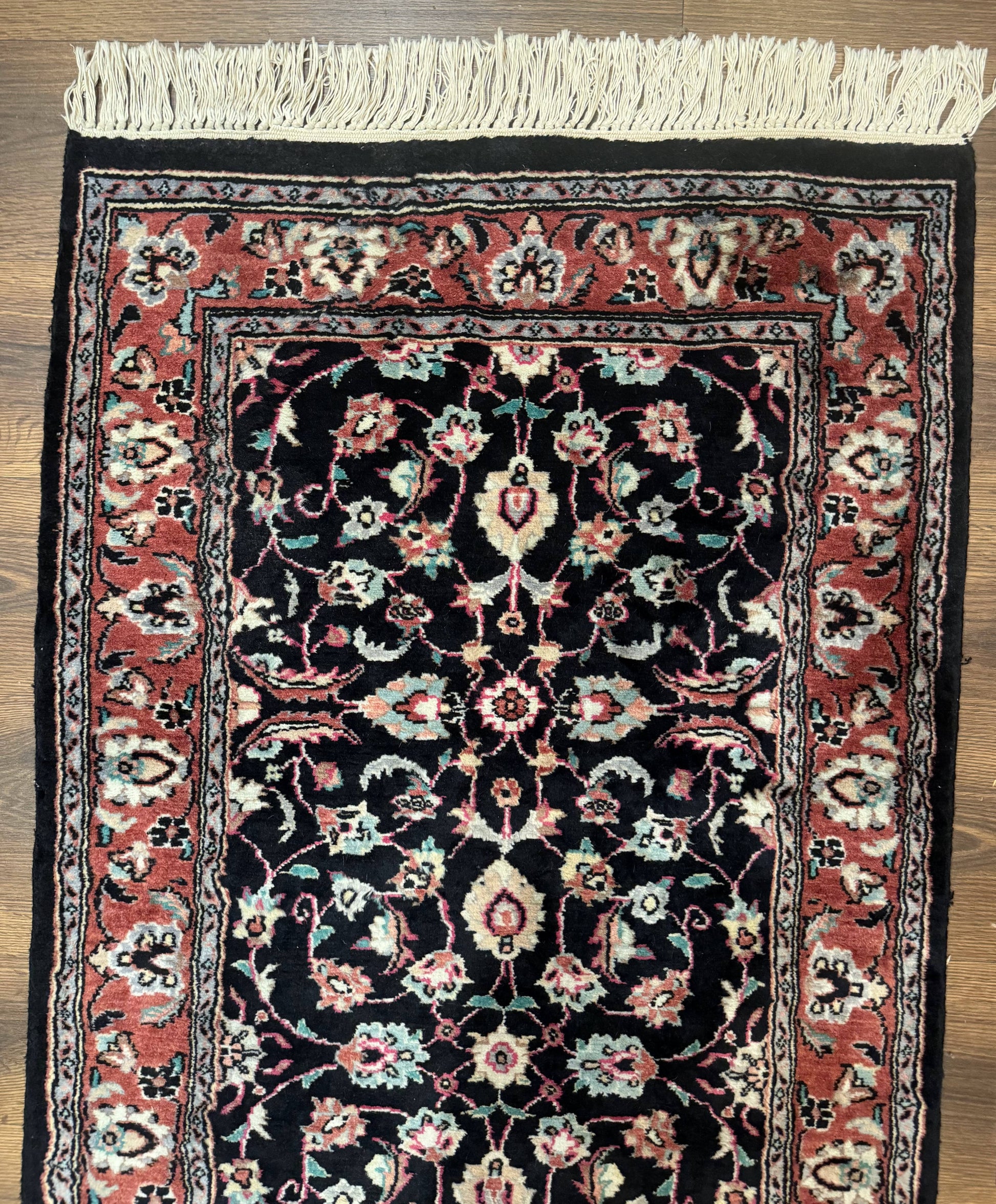 Pak Persian Runner Rug 2.8 x 10, Dark Blue, Floral Allover, Wool - Nuvé