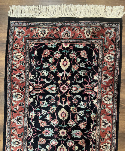 Pak Persian Runner Rug 2.8 x 10, Dark Blue, Floral Allover, Wool - Nuvé