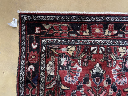 3' 4" X 9' Antique Handmade Wool Rug Runner Floral Organic Dyes Red Nice - Nuvé