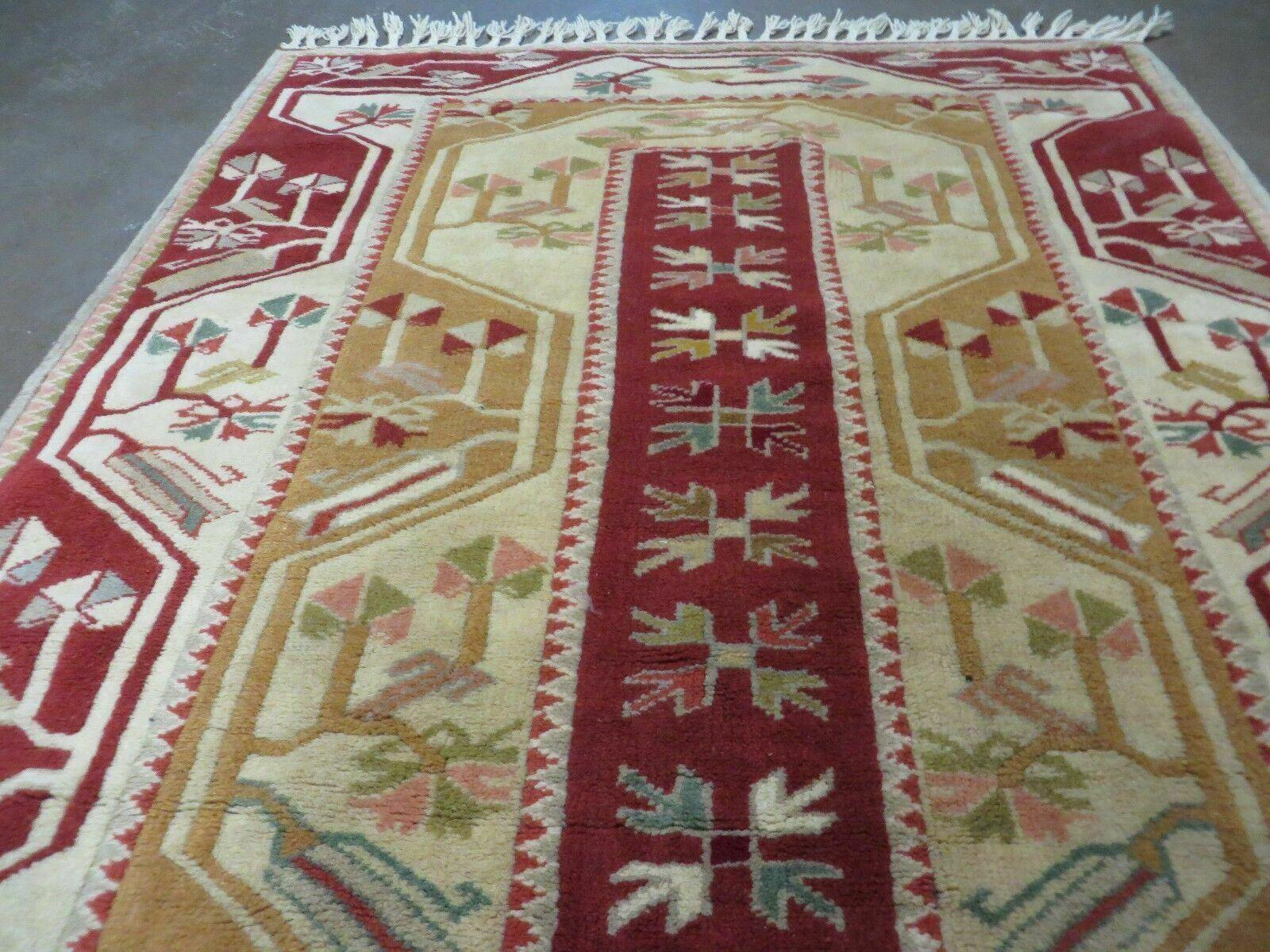 4' X 6' Vintage Handmade Knotted Turkish Kazak Pattern Wool Rug Carpet Nice - Nuvé