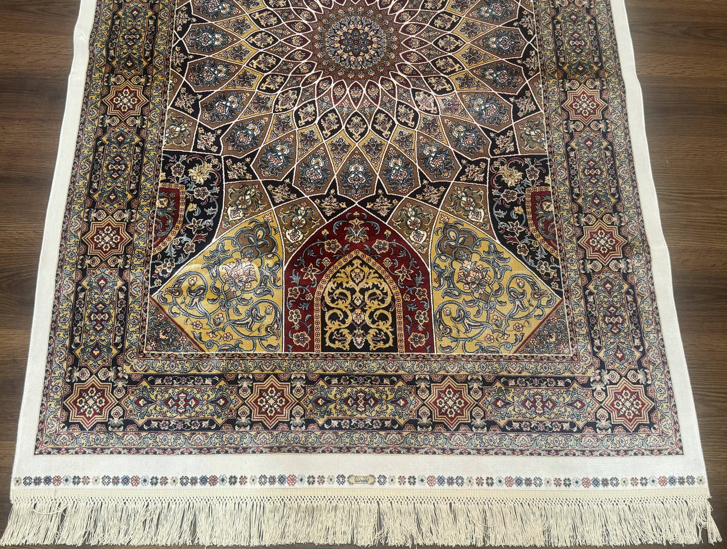 Turkish Silk Rug 4x6, Dome Design, Memluk Carpet, Bamboo Silk, New - Nuvé