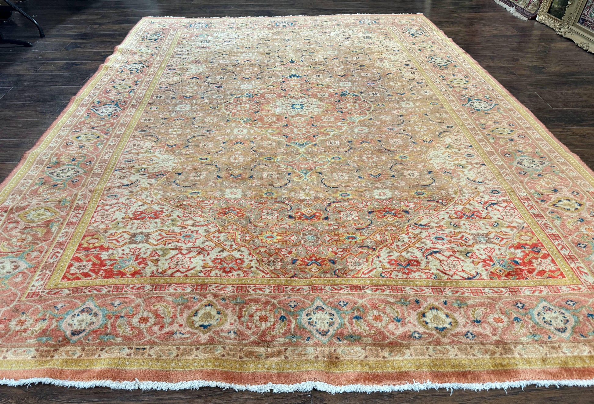 Antique Persian Tabriz Khoy Rug 8x10, Handmade Wool Carpet, Light Green Beige, Vintage Rug for Modern Home - Nuvé