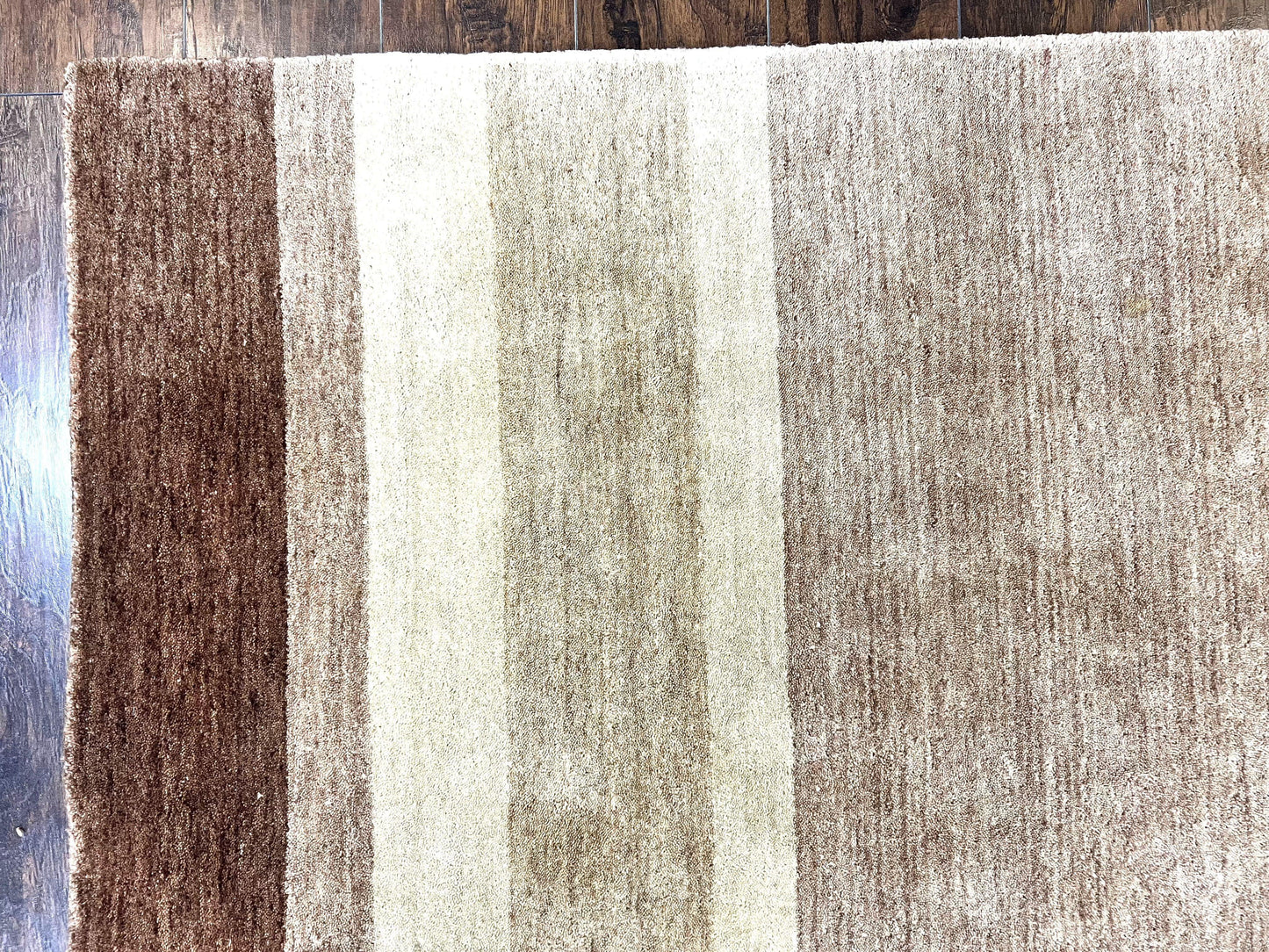 Indo Gabbeh Rug 5x8, Contemporary Wool Stripped Modern Area Rug, Hand Knotted Medium Sized Carpet - Nuvé