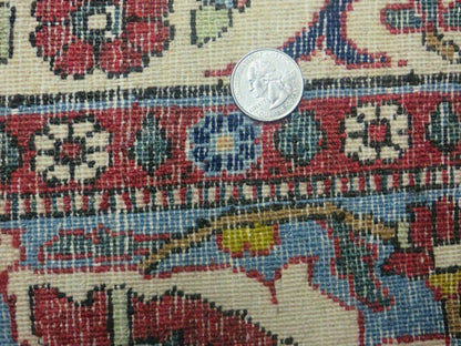 Navy Blue Antique Persian Rug 7x11, Veramin Mina Khani Repeated Allover Pattern, Vintage Authentic Hand Knotted Handmade Wool Room Sized Carpet - Nuvé