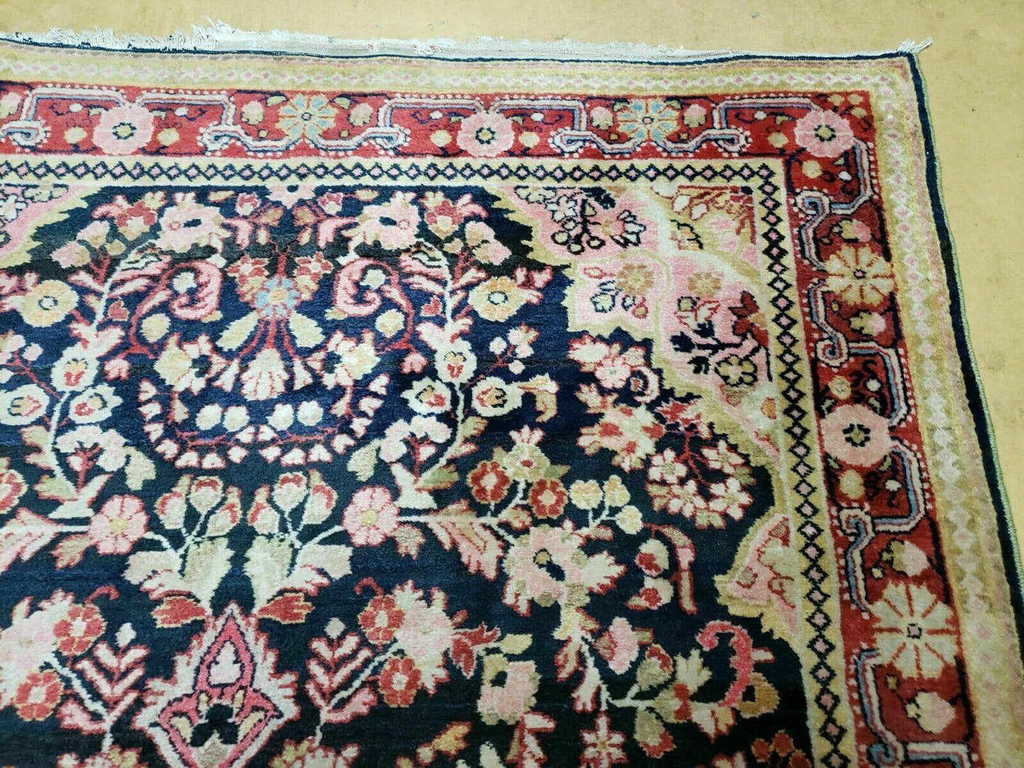 4' X 6' Antique Handmade India Floral Oriental Wool Rug Carpet Organic Blue - Nuvé