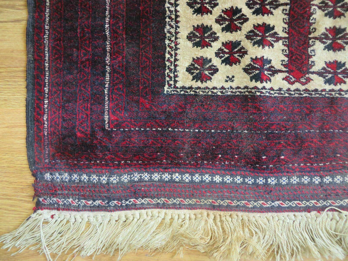 3' X 5' Handmade Fine Knotted Balouch Turkoman Prayer Silk Wool Rug