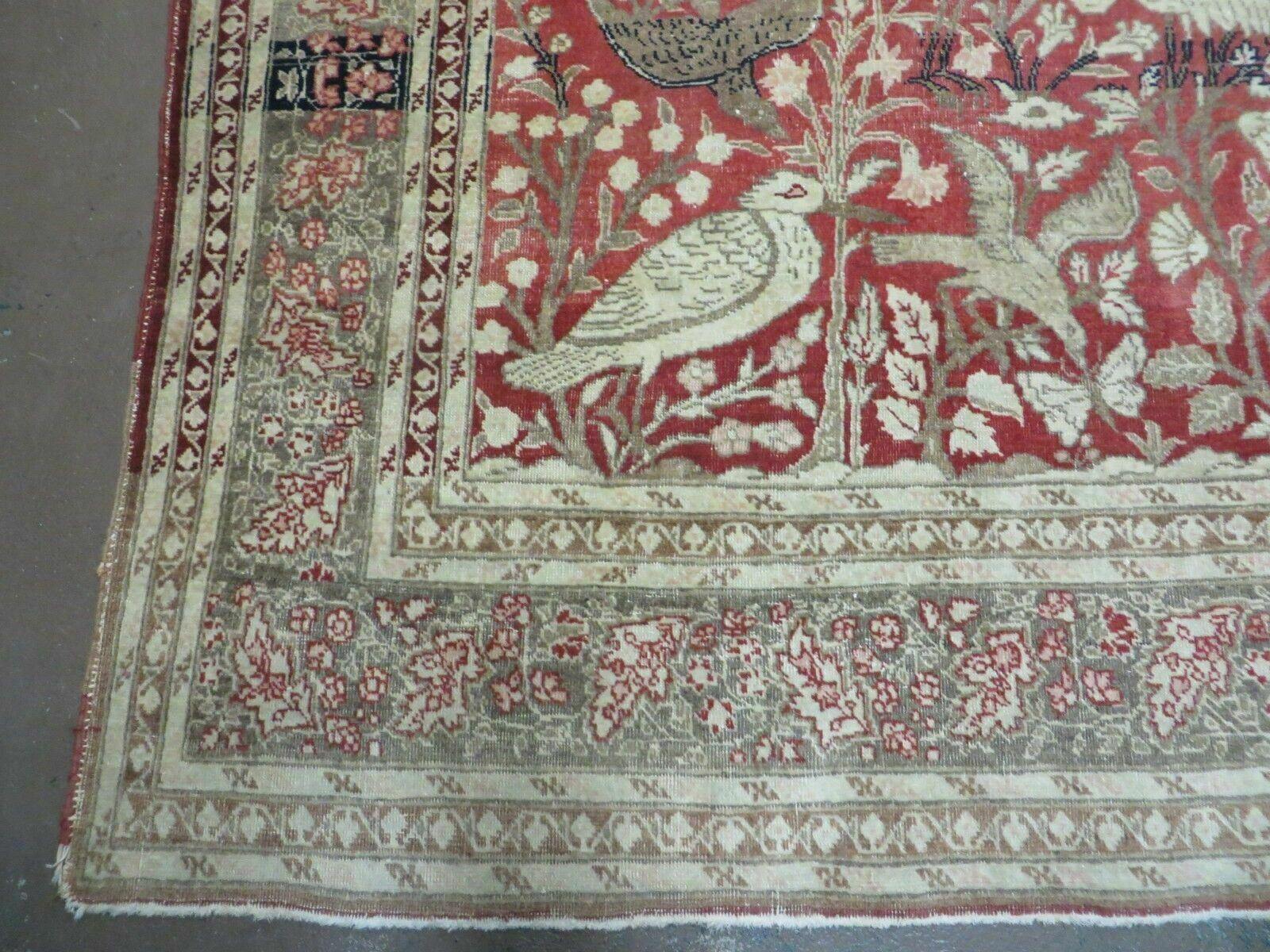 4' X 6' Antique Handmade Turkish Tree Of Life Oriental Wool Rug Birds Red - Nuvé