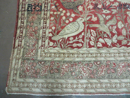 4' X 6' Antique Handmade Turkish Tree Of Life Oriental Wool Rug Birds Red - Nuvé