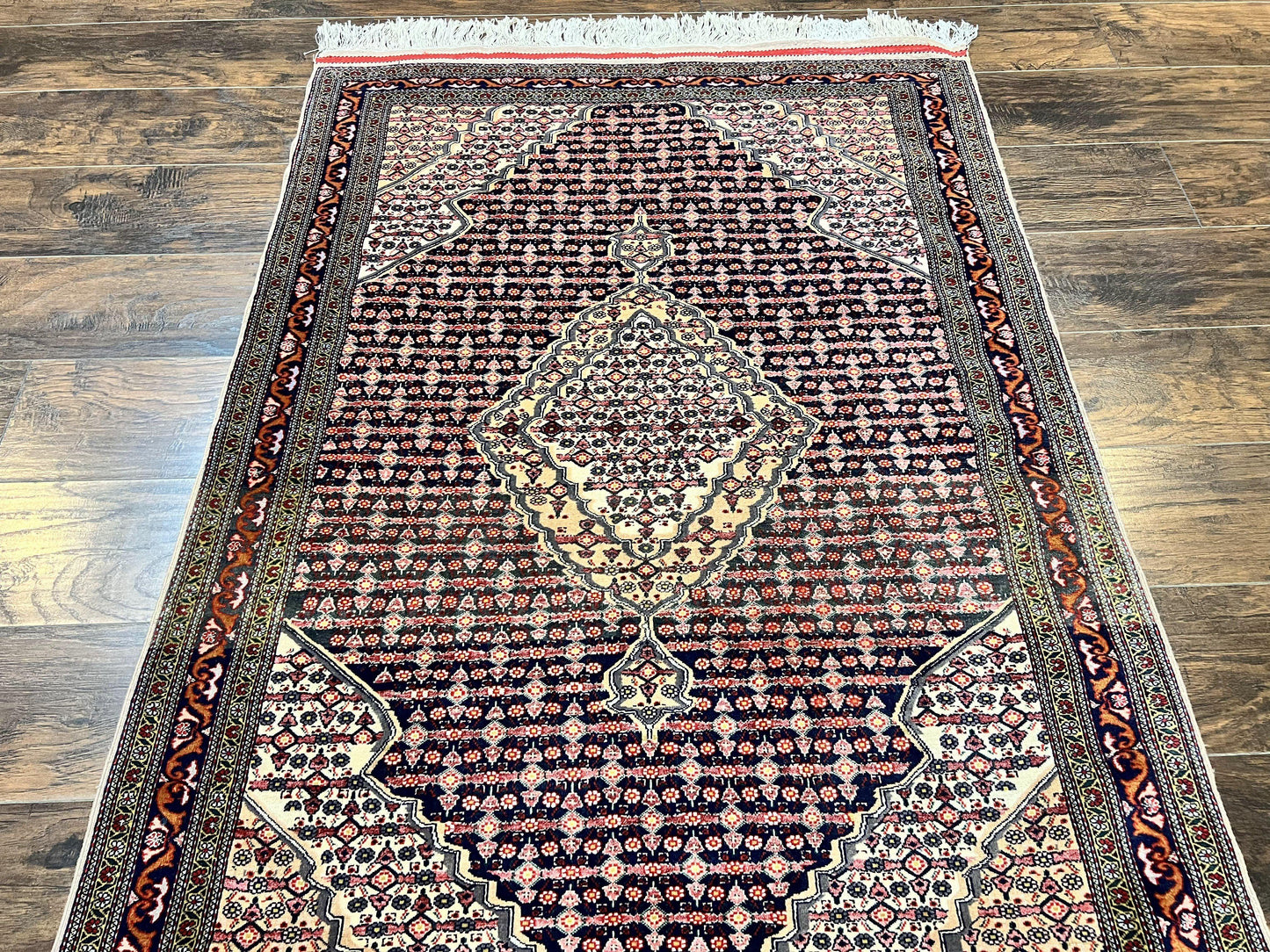 Afghan Rug 4x5, Wool with Silk Highlights, Very Fine Hand Knotted Vintage Oriental Carpet, Herati Pattern, Persian Rug, Bidjar Rug, 400 KPSI - Nuvé