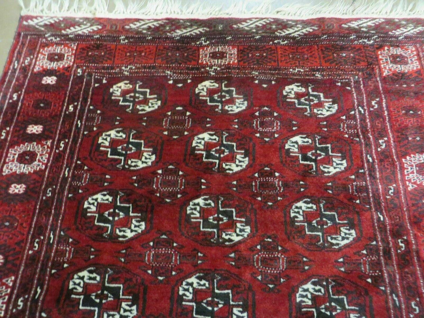 4' 5" X 5' 7" Semi Antique Handmade Afghan Yamud Turkoman Bokhara Wool Rug - Nuvé