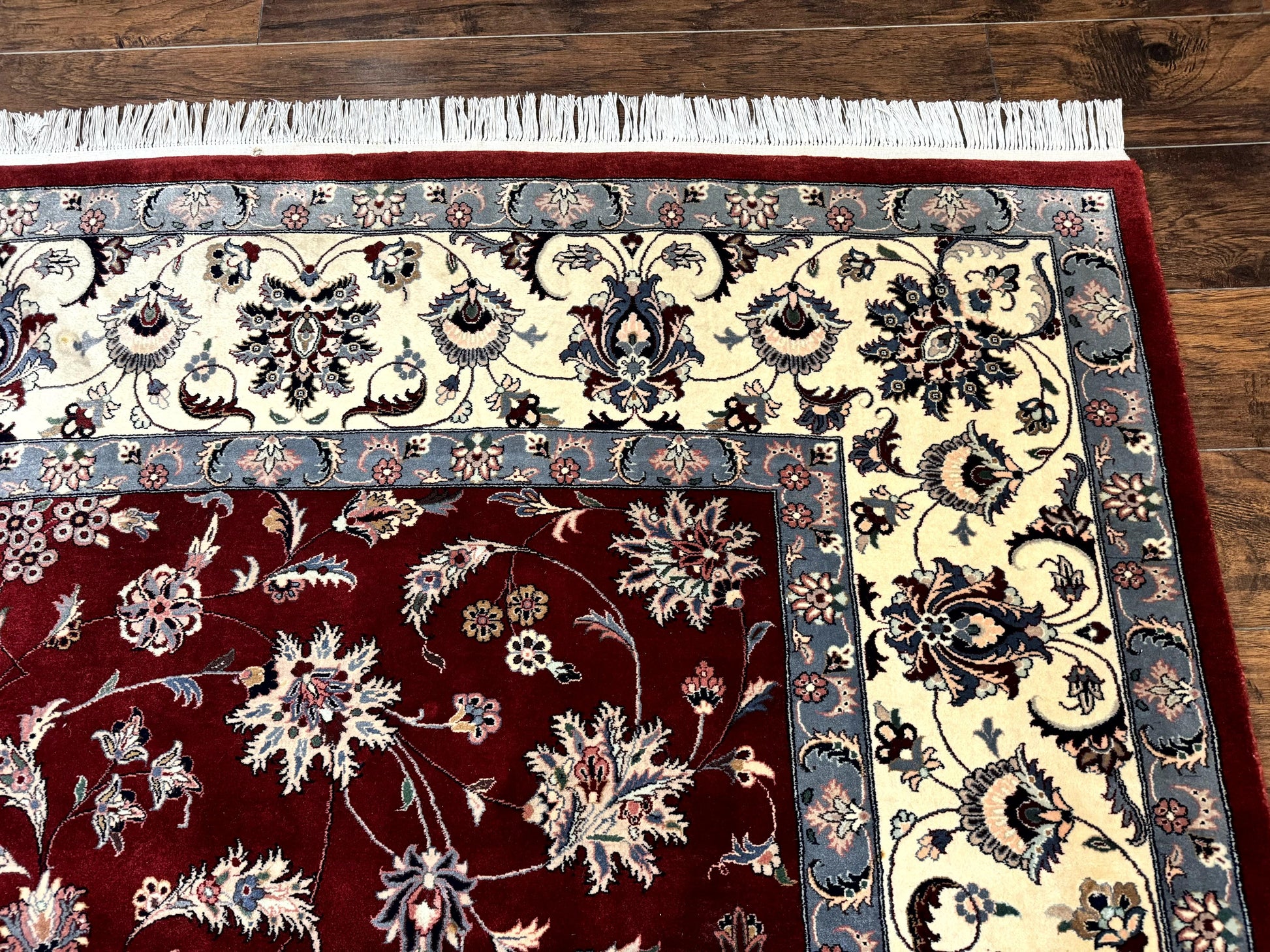 Pak Persian Rug 9x12, Maroon and Ivory, Wool Handmade Vintage - Nuvé