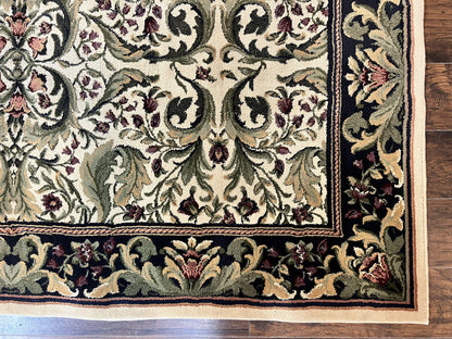 Oriental Rug 8x11, Floral Pattern, Ivory and Black - Nuvé