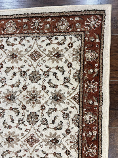 Runner Rug 2 x 7.6, Skinny Runner, Oriental Rug for Hallway, Ivory & Rust Red, Floral Allover - Nuvé