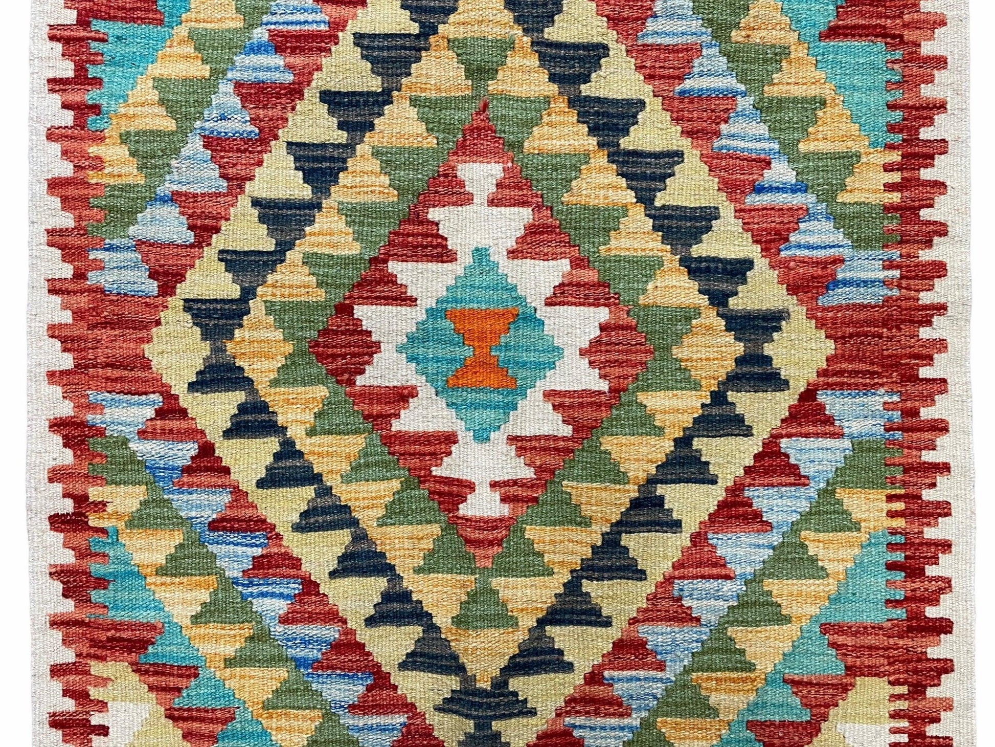 Small Kilim Rug 2x3 Colorful Turkish Kilim Accent Rug New Flatweave Wool Kilim Chobi Kilim Diamond Zigzag Playroom Rug - Nuvé