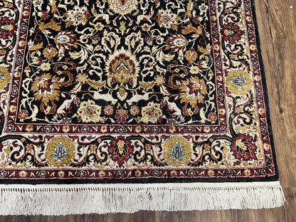 Sino Persian Silk Rug 3x5 Oriental Carpet 3 x 5 Fine Silk Rug, Black Ivory Gold, Animal Motifs, Flowers, High Quality, Vintage Silk Rug Wow - Nuvé