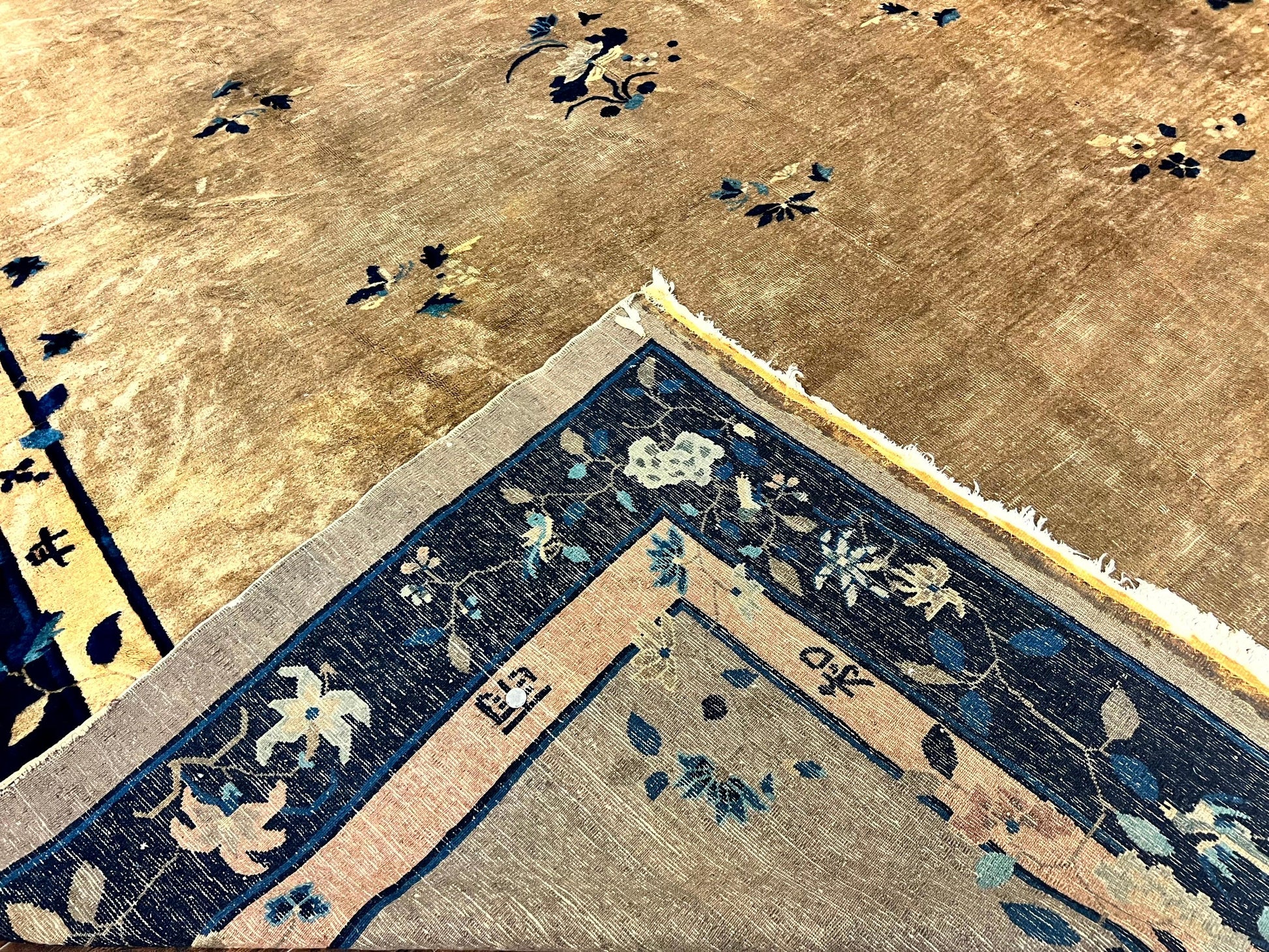 Antique Chinese Wool Rug 10x13, Large 1920s Peking Carpet, Handmade - Nuvé