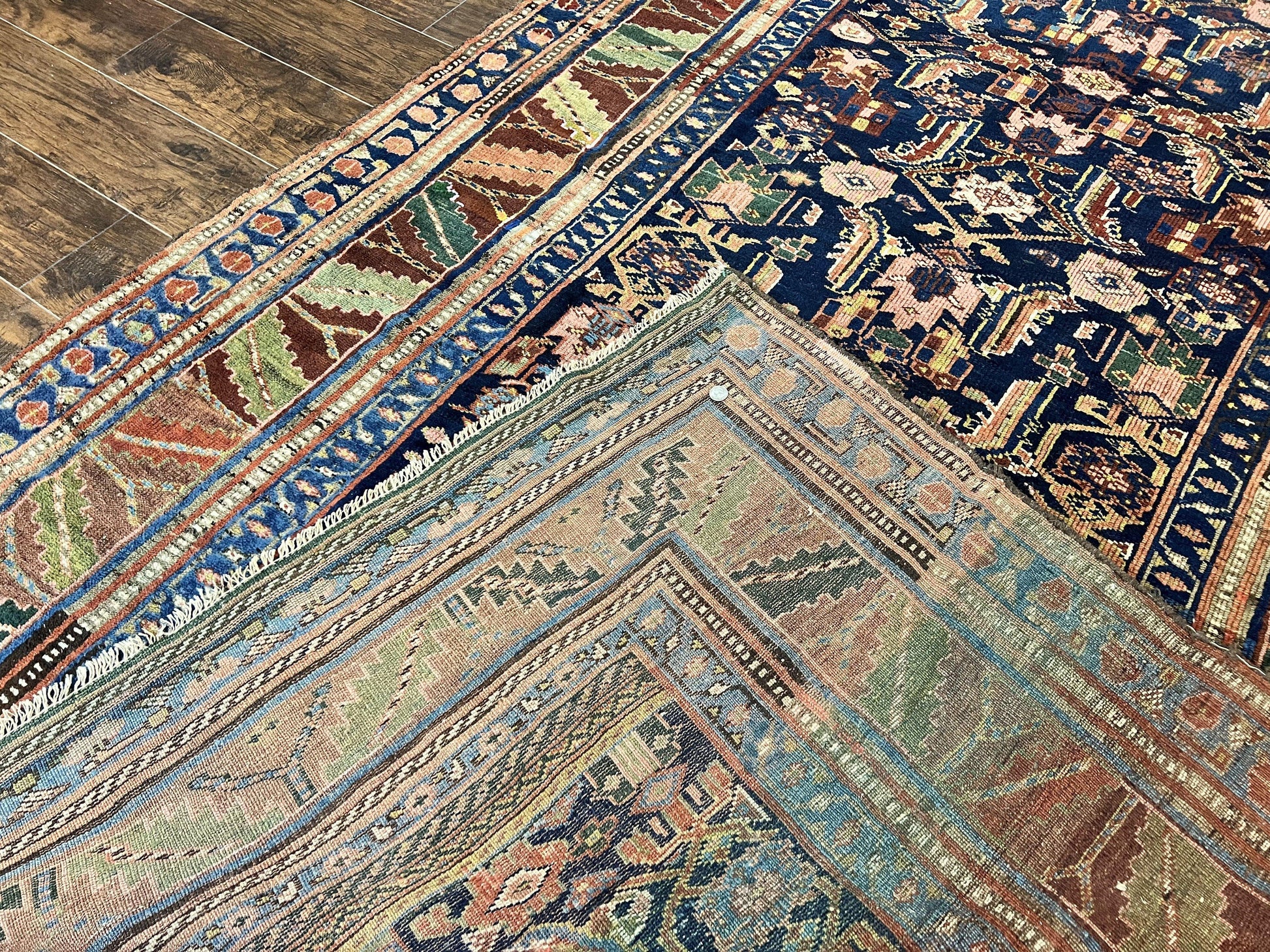 Caucasian Kalegy Rug 6x11, Wide Runner, Wool Hand Knotted Carpet, Navy Blue Tribal Rug, 1920s Antique Rug, 6 x 11 Oriental Carpet - Nuvé