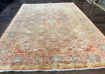 Antique Persian Tabriz Khoy Rug 8x10, Handmade Wool Carpet, Light Green Beige, Vintage Rug for Modern Home - Nuvé