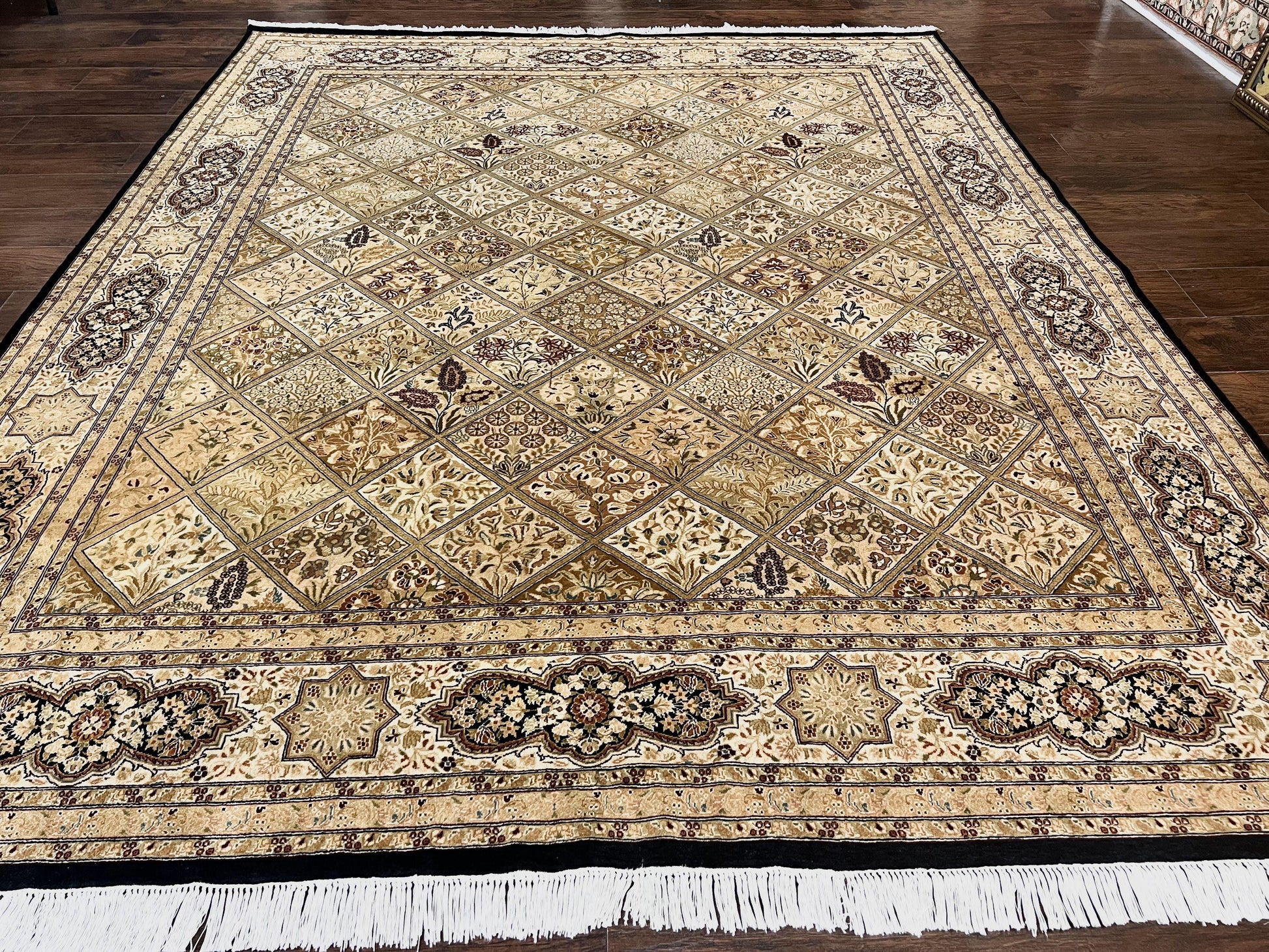 Pak Persian Rug 8x10, Multipanel Kirman Design, Wool Hand Knotted Vintage Carpet, Fine Weave Oriental Rug 8 x 10 - Nuvé