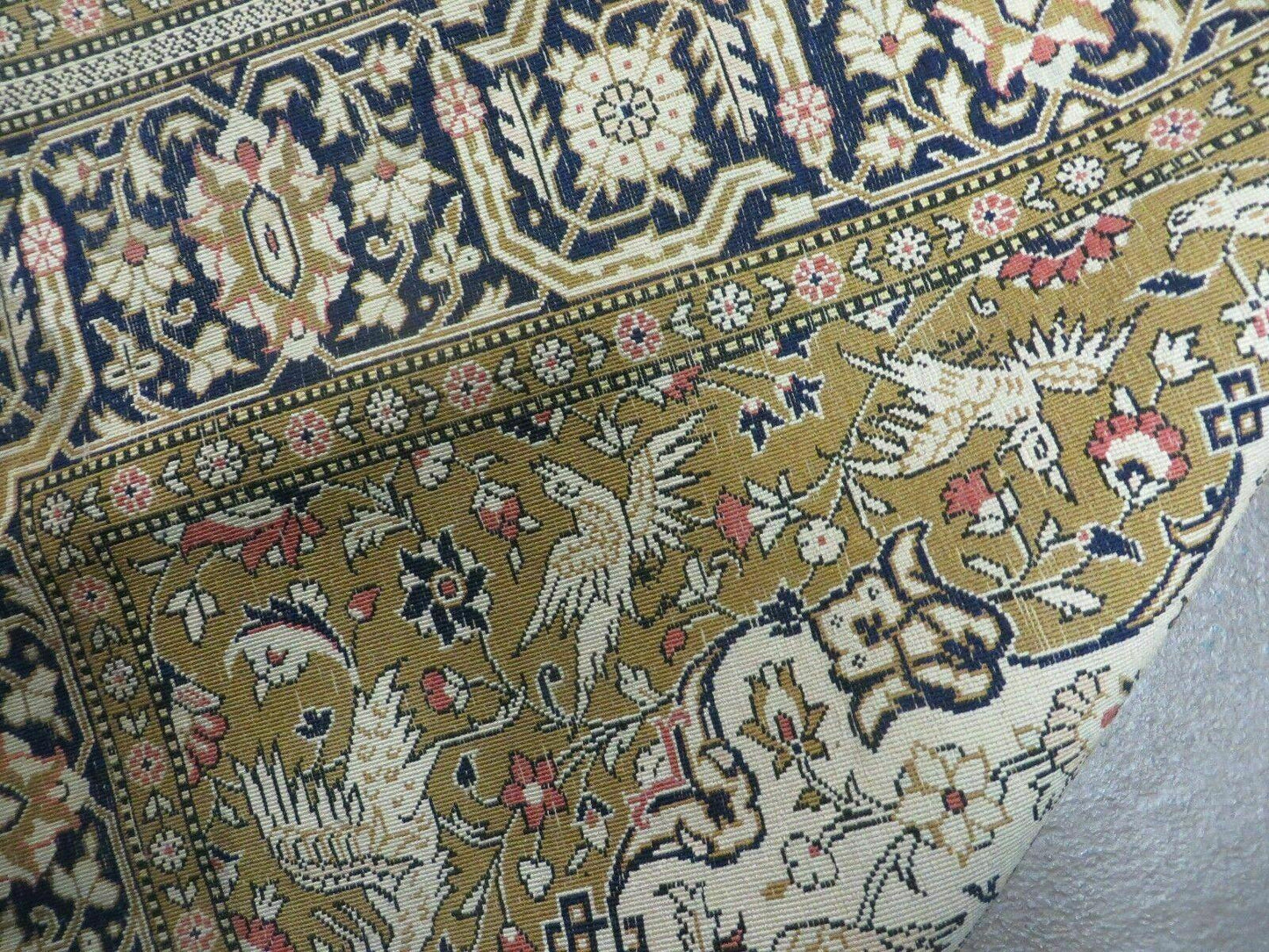 Handmade Silk Rug 3x5, Vintage Antique Silk Carpet, Hand-Knotted Oriental Rug 3 x 5, Animal Motifs, Deer Birds, One-Of-A-Kind - Nuvé