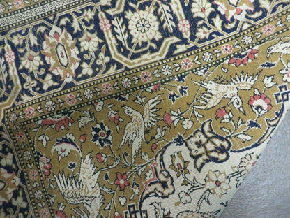 Handmade Silk Rug 3x5, Vintage Antique Silk Carpet, Hand-Knotted Oriental Rug 3 x 5, Animal Motifs, Deer Birds, One-Of-A-Kind - Nuvé