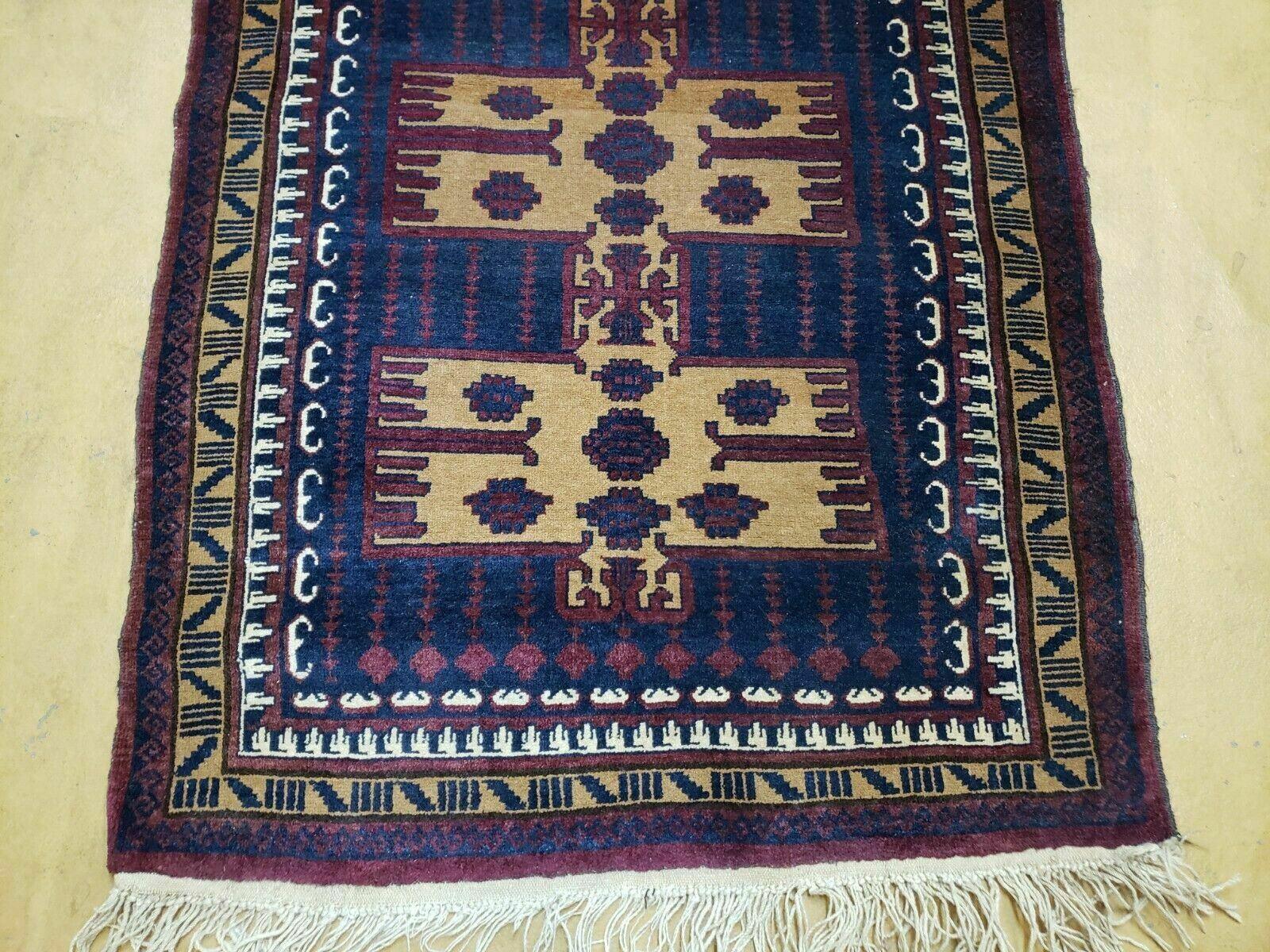 3' X 4' Vintage Handmade Balouchi Balouch Tribal Wool Rug Nice - Nuvé